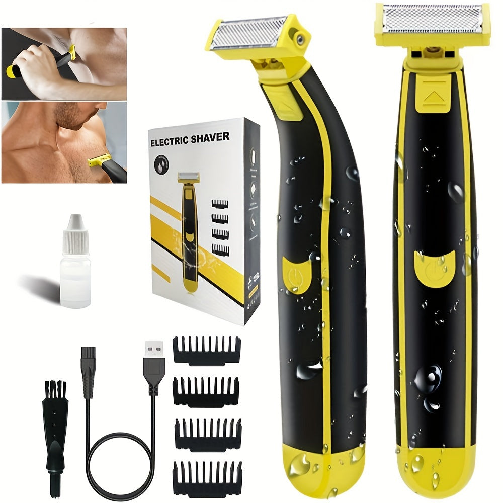 Men's beard electric shaver, USB charging, bikini body hair trimmer beauty set, floating blade, dry and wet dual-purpose, portable travel electric shaver, for dad, Father's Day gift for men